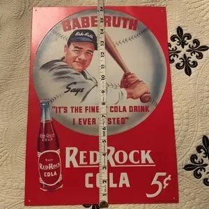 Art | 1991 Babe Ruth Red Rock Cola Tin Poster | Poshmark
